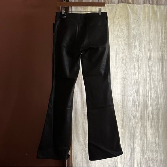 Kut from the Kloth Ana High Rise Fab Ab Flare Faux Leather Pants Brown NWT Sz 8 - Picture 7 of 9